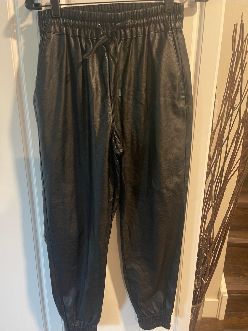 Dynamite Black Faux Leather Joggers